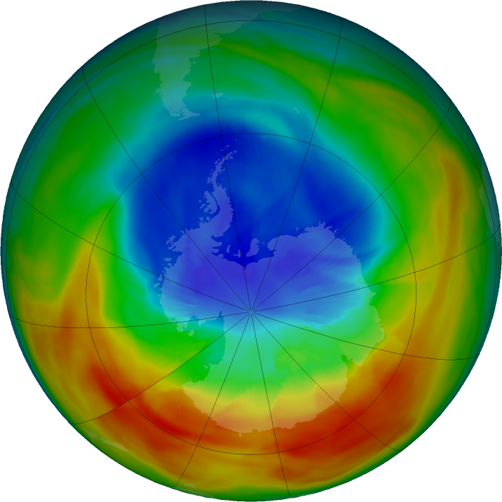 Antarctic ozone map for 12 September 2019